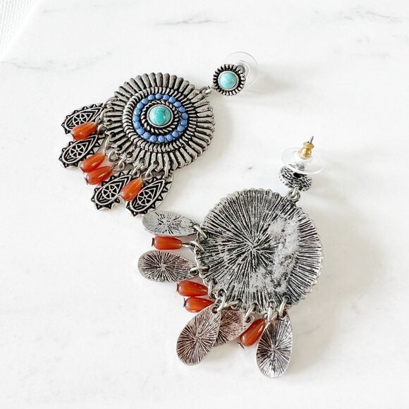 Free People In To The Wild Dangle Statement Earrings Western - Picture 3 of 4